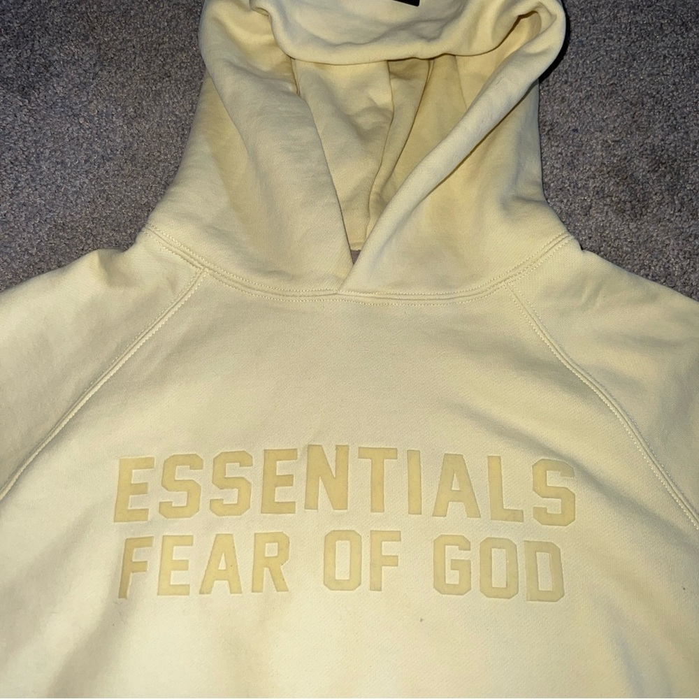 Essentials Fear of God Hoodie Canary Yellow Size Small Pullover Hooded Pocket